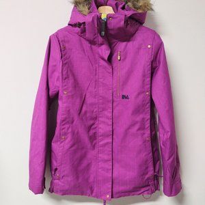 Billabong Jamie Anderson Purple Snowboard Jacket L Hooded Snow Winter Coat